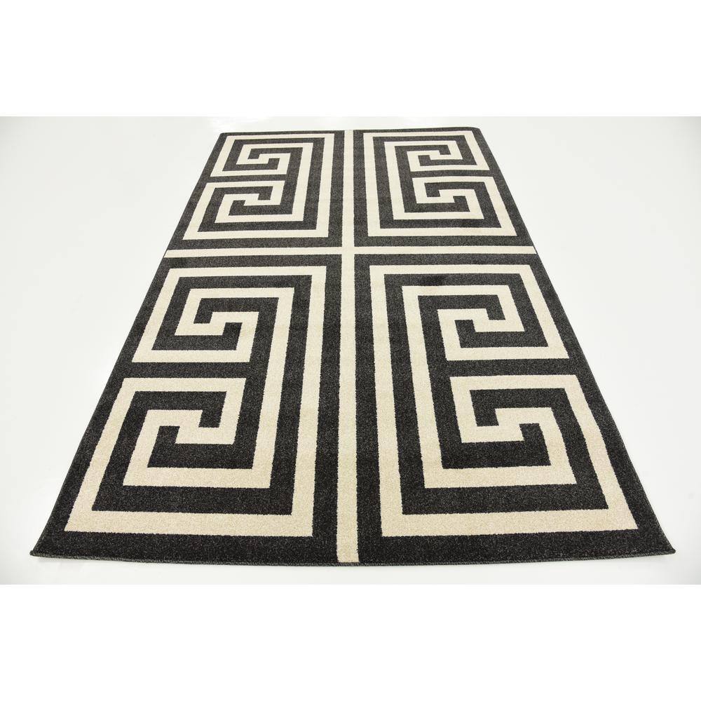 Elegant Athens Black Synthetic 5'3" x 8' Rectangular Rug