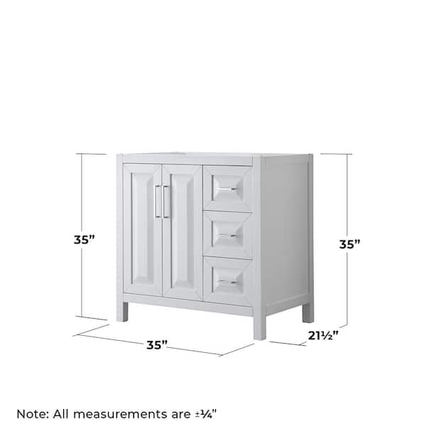 Daria 35 in. Single Bathroom Vanity Cabinet Only in White Daria 35 in. Single Bathroom Vanity Cabinet Only in White