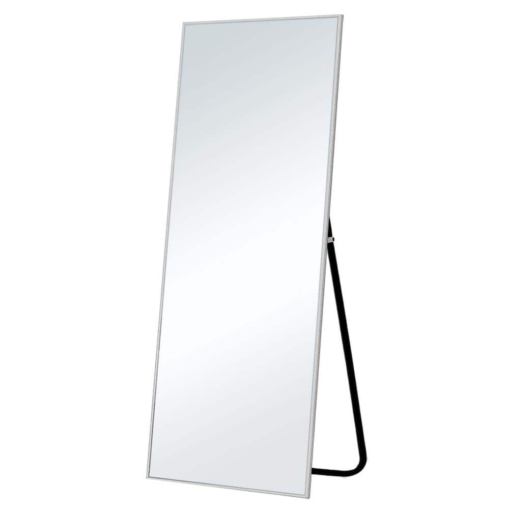24 in. x 71 in. Modern Rectangle Framed Silver Full-Length Leaning Mirror O