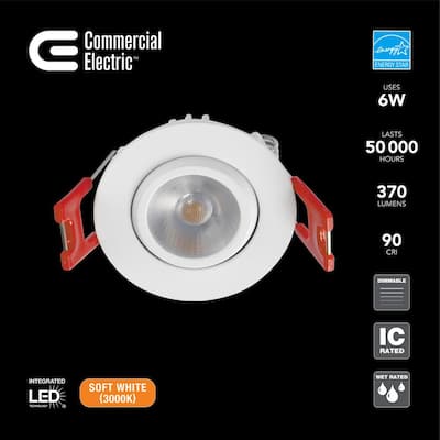 2 in. White Gimble LED Integrated Trimless Recessed Lighting Kit