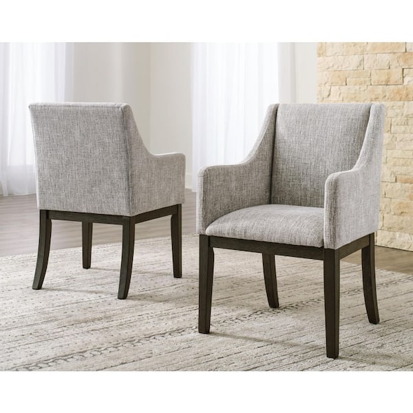 Burkhaus Gray Polyester Cushioned Arm Chair Set of 2
