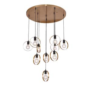 Alexia 10-Watt Integrated LED Black and Brushed Brass Waterfall Chandelier