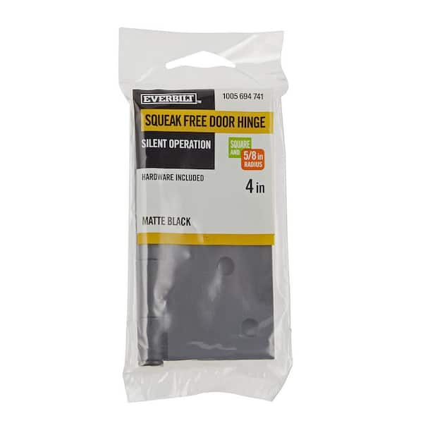 4 in. Square x 5/8 in. Radius Matte Black Squeak-Free Door Hinge