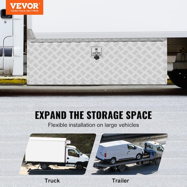 48 in. x 17 in. x 18 in. Underbody Truck Tool Box Aluminum Pickup Storage Box with Lock Keys Latch for Truck Van Trailer