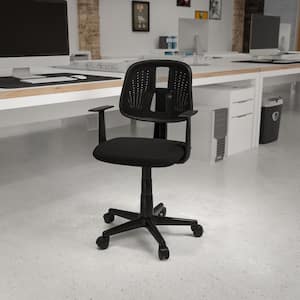 Flash Fundamentals Mid-Back Mesh Swivel Ergonomic Task Office Chair in Black with Pivot Back and Arms