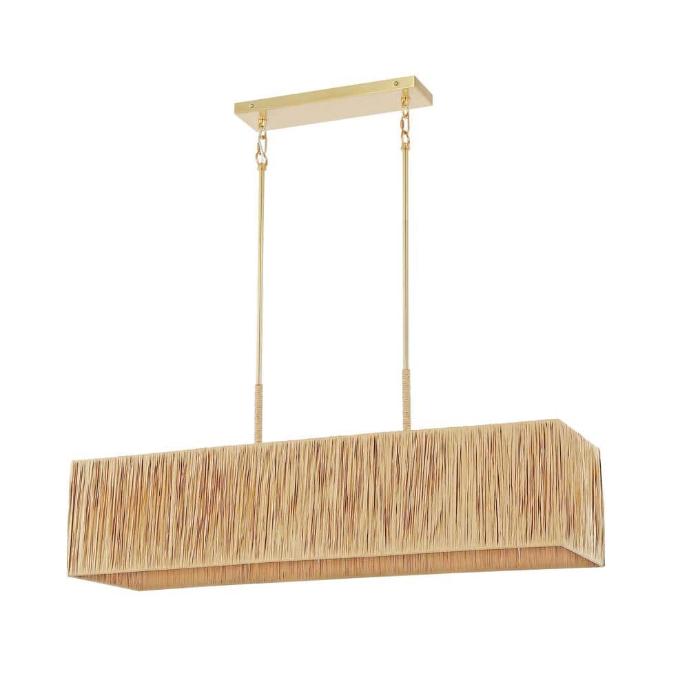 Amangiri Natural and Gold 5-Light LED Pendant with Brass Accents