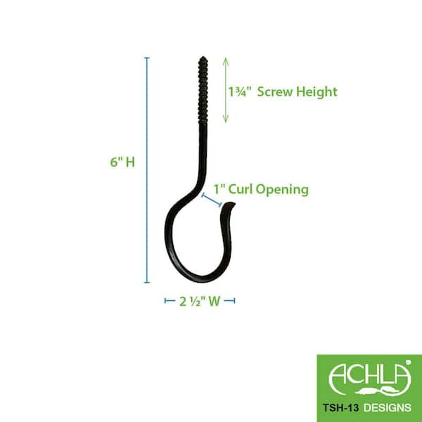 ACHLA DESIGNS 4 in. Tall Black Powder Coat Metal Straight Up Curled Wall Bracket  Hooks (Set of 2) TSH-09-2 - The Home Depot