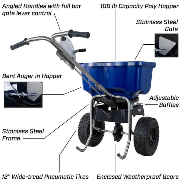 Chapin 88800B Broadcast Spreader, Rock Salt, Ice Melt, Adjustable