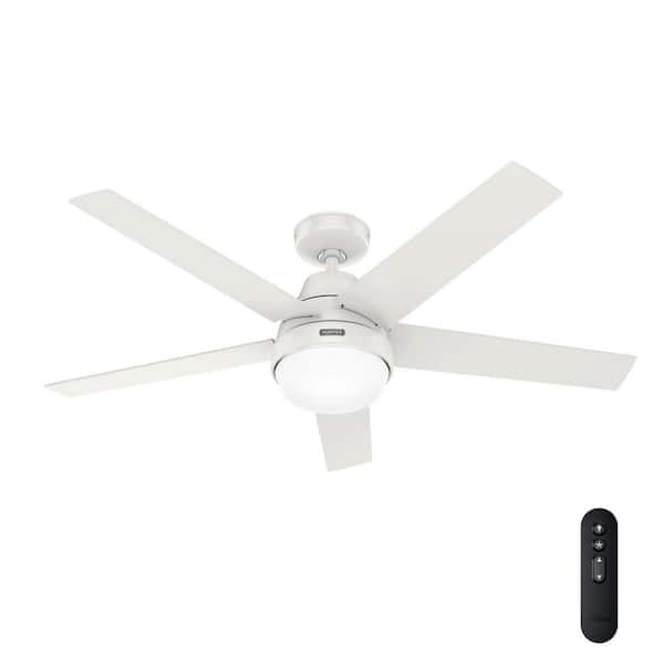 Hunter 52 in. Aerodyne Wi-Fi Fresh White Smart Ceiling Fan with LED Light Kit and Handheld Remote
