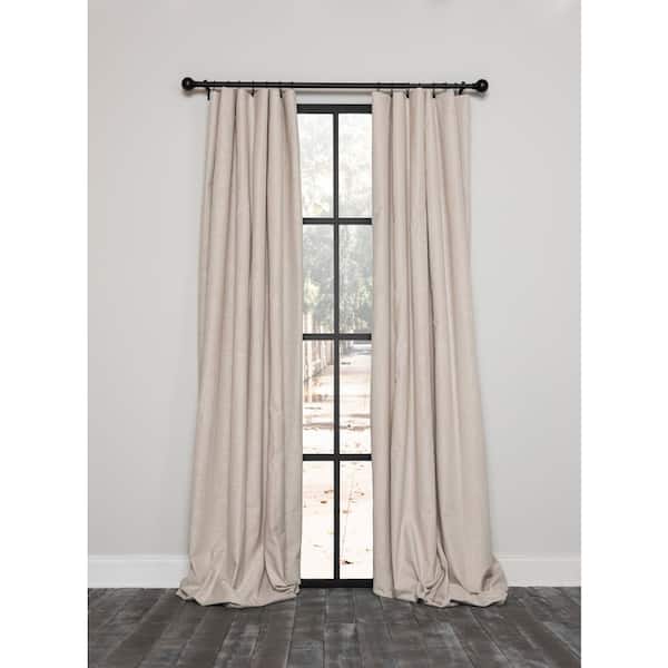 Manor Luxe Lucille 54 in. x 63 in. Solid Blackout Thermal Rod Pocket Curtain Single Panel in Beige