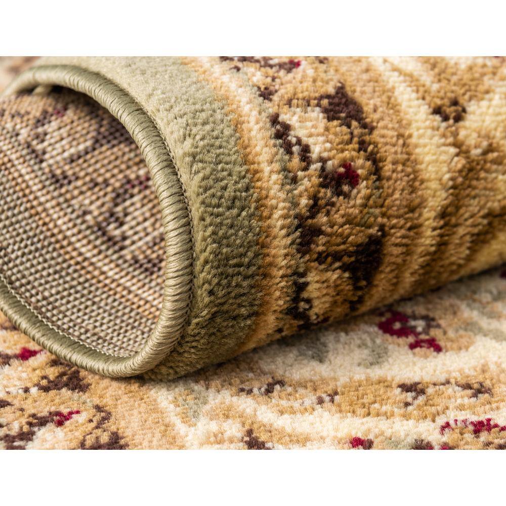 Green and Beige Floral Rectangular Synthetic 9' x 12' Area Rug