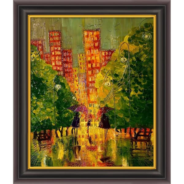 ArtistBe Rain by Justyna Kopania Opulent Framed Nature Oil Painting Art Print 26 in. W. x 30 in.