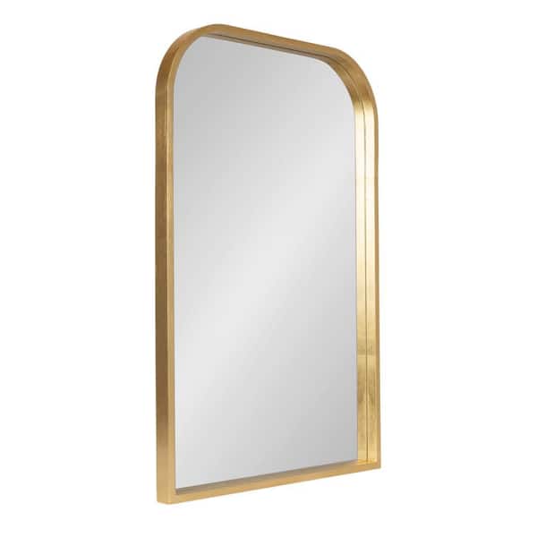 Travis Gold 24 in. W x 36 in. H Arch MDF Wall Mirror