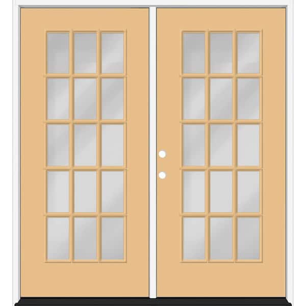 Reliant 64 in. x 80 in. FullLite 15L-SDL Clear Glass RHIS JkFruit Finish Fiberglass Double Prehung Front Door w/6" Jamb