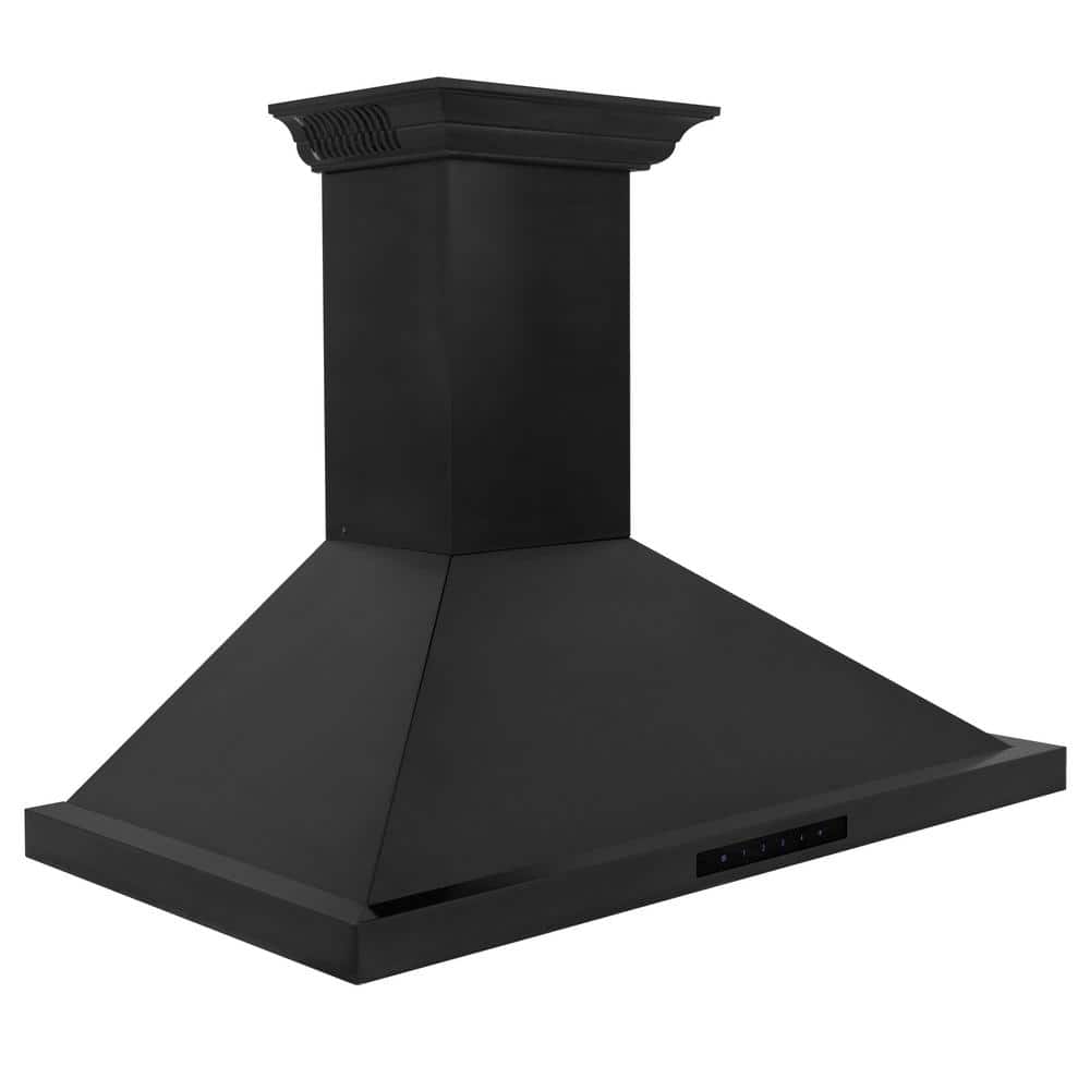 36" Black Stainless Steel Wall Mounted Range Hood with Charcoal Filter