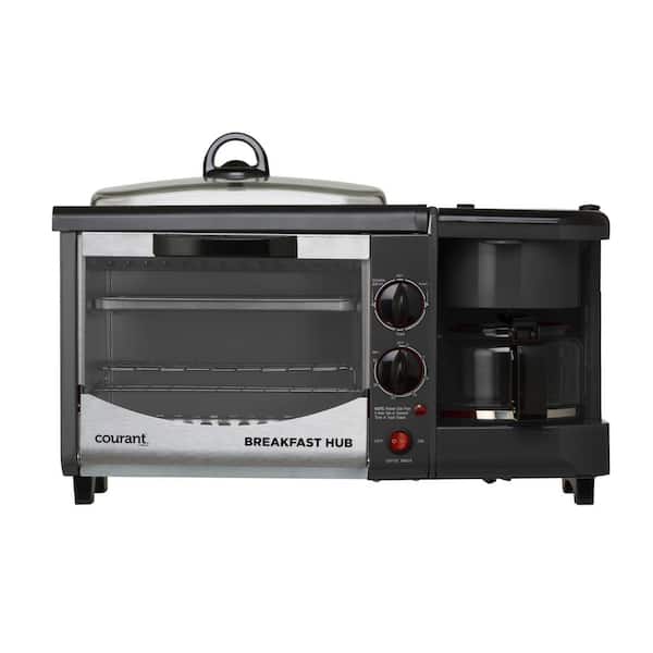 Courant Breakfast Center 800 W 2-Slice Black Toaster with Griddle