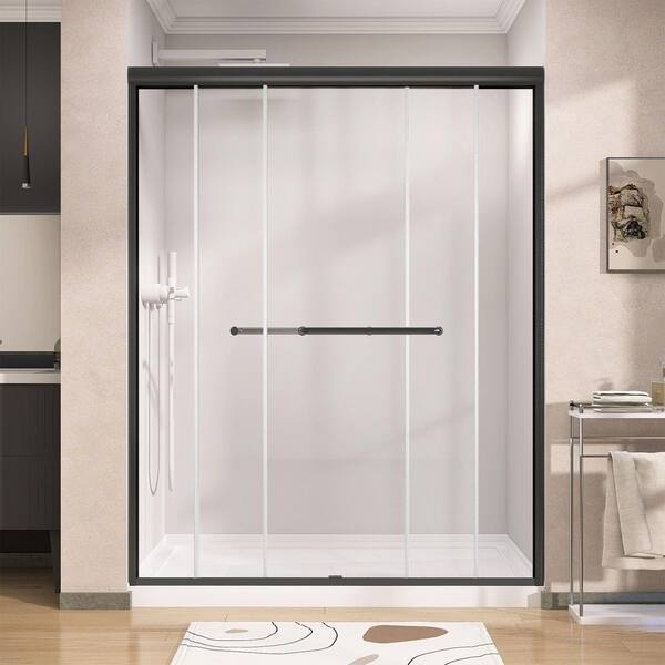 Zeafive 56 to 60 in. W x 75 in. H Double Sliding Shower Door in