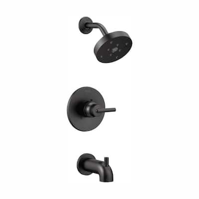 Trinsic 1-Handle Wall Mount Tub and Shower Faucet Trim Kit in Matte Black with H2Okinetic (Valve Not Included)