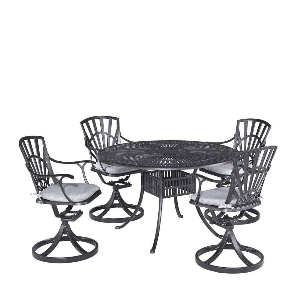 Charcoal 48" Round Metal 5-Piece Outdoor Dining Set