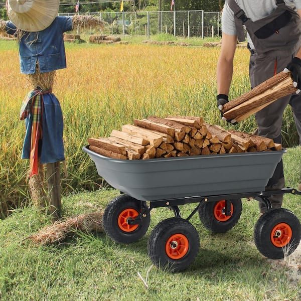 4 cu. ft. Garden Cart, Durable Poly Dump Cart, Function Handle, Plastic 600 lbs. Capacity, Garden Cart, 2025 update
