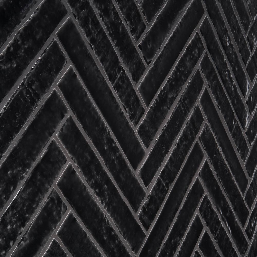 Virtuo Black Crackled Ceramic Subway Wall Tile