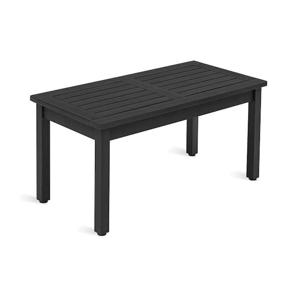 Unbranded 37 in. Outdoor Black Rectangle Coffee Table, HDPS Patio Coffee Tables for Deck, Garden, Balcony