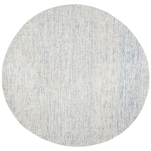 Abstract Ivory/Blue 8 ft. x 8 ft. Geometric Speckled Round Area Rug