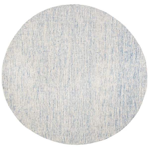 SAFAVIEH Abstract Ivory/Blue 8 ft. x 8 ft. Geometric Speckled Round Area Rug
