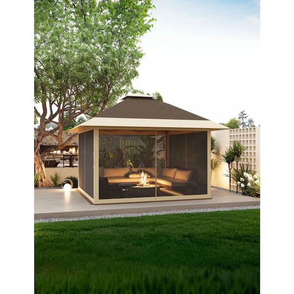 Unbranded - Pop Up Gazebo 12 ft. x 12 ft. Outdoor Canopy Shelter with Mosquito Netting 4-Stanbags Instant Gazebo Tent for Lawn