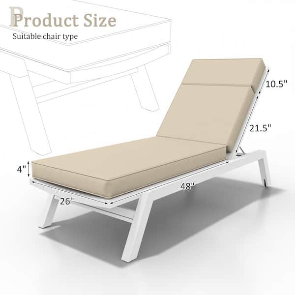 80 in. x 26 in. x 4 in. Premium Waterproof Chaise Lounge Cushion, All-Weather Replacement for Outdoor Chairs Cream