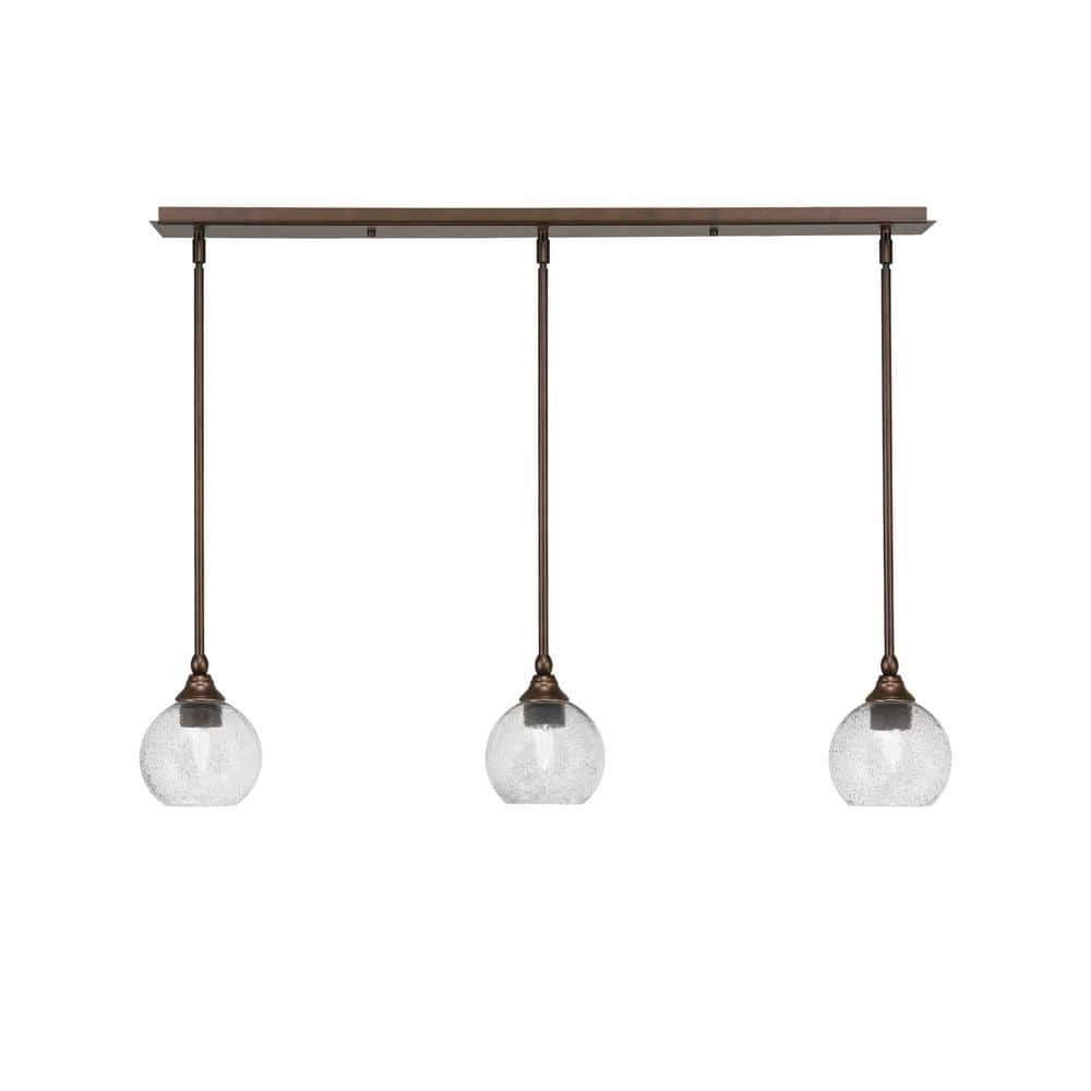 Livingston 100-Watt 3-Light Bronze Shaded Pendant Light with 5.75 in. Smoke