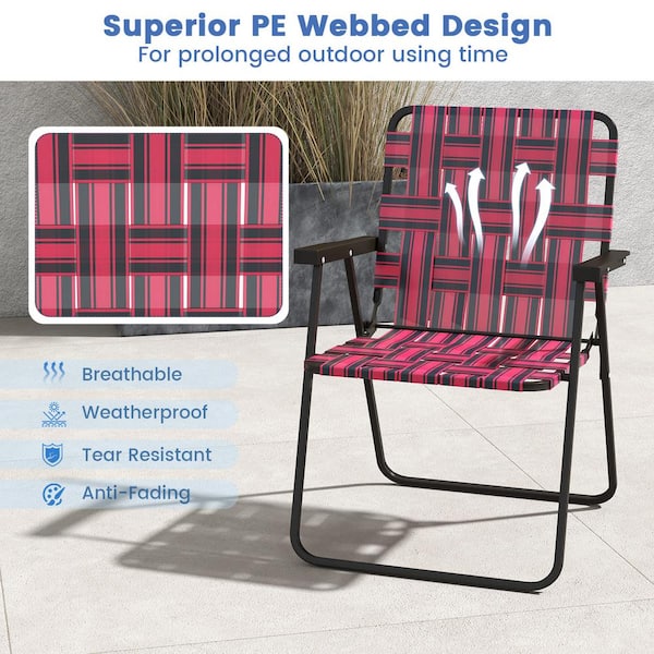 FORCLOVER 2 Pieces Metal Folding Beach Chair Camping Lawn