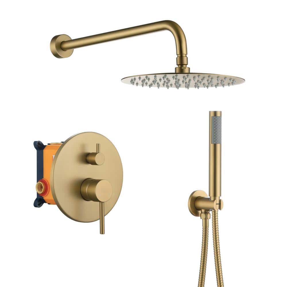 2-Spray Round Wall Mounted Fixed and Handheld Shower Head 1.8 GPM in Brushed Gold price history on PriceWatchPro