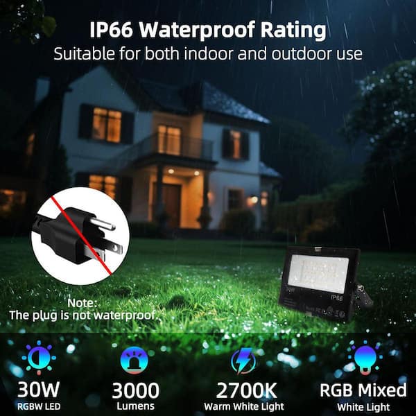 BeamBox Black Plug-In Integrated LED Landscape Flood Light 30-Watt