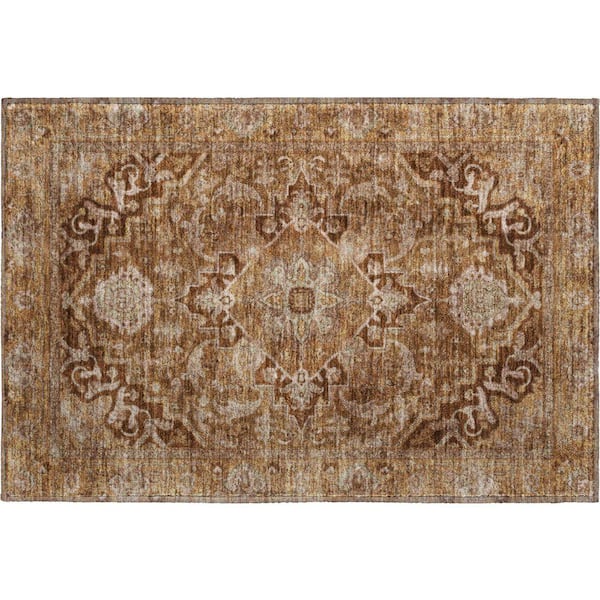 Mayfield Premium Machine Washable Abstract AMF2165 Terracotta 2 ft. x 3 ft. Accent Rug