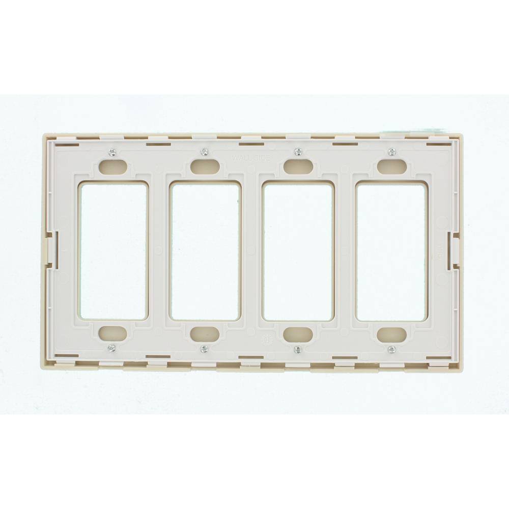 Light Almond 4-Gang Screwless Polycarbonate Wallplate