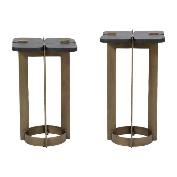 Liv & Skye 13 in. Gold Novelty Stone Accent Table