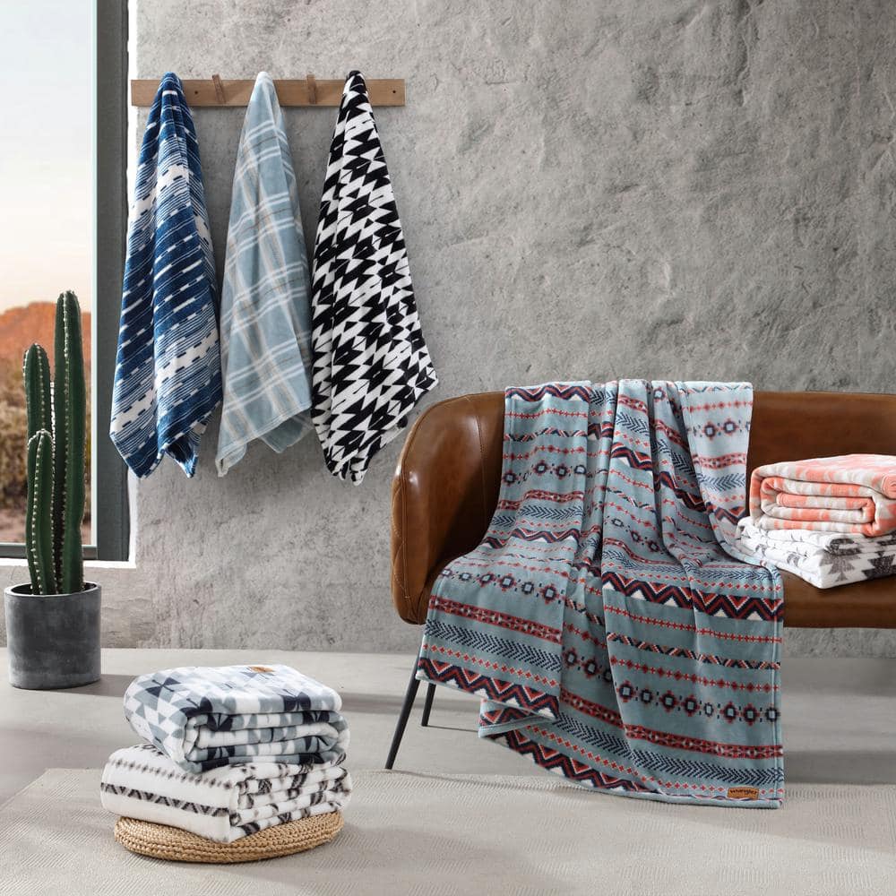 50" x 70" Geometric Gray Fleece Reversible Throw Blanket