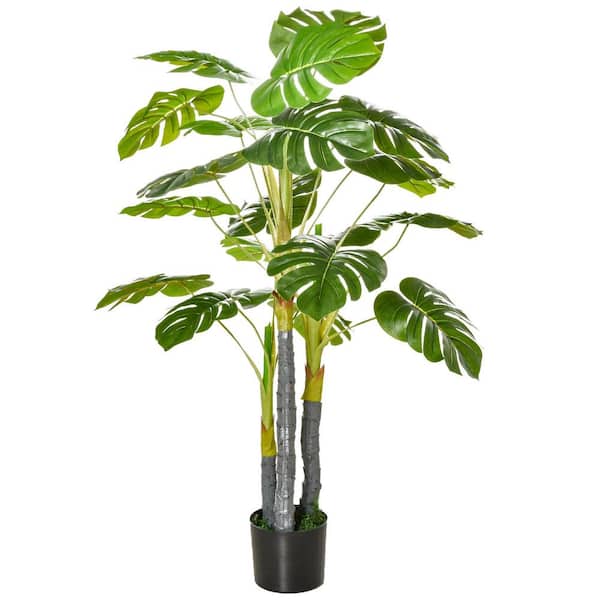 Monstera 3.6 ft. Artificial Plant 11 Leaves Tree, 47.25 in. Monstera Deliciosa Indoor PE Pot Artificial Plant Decorative