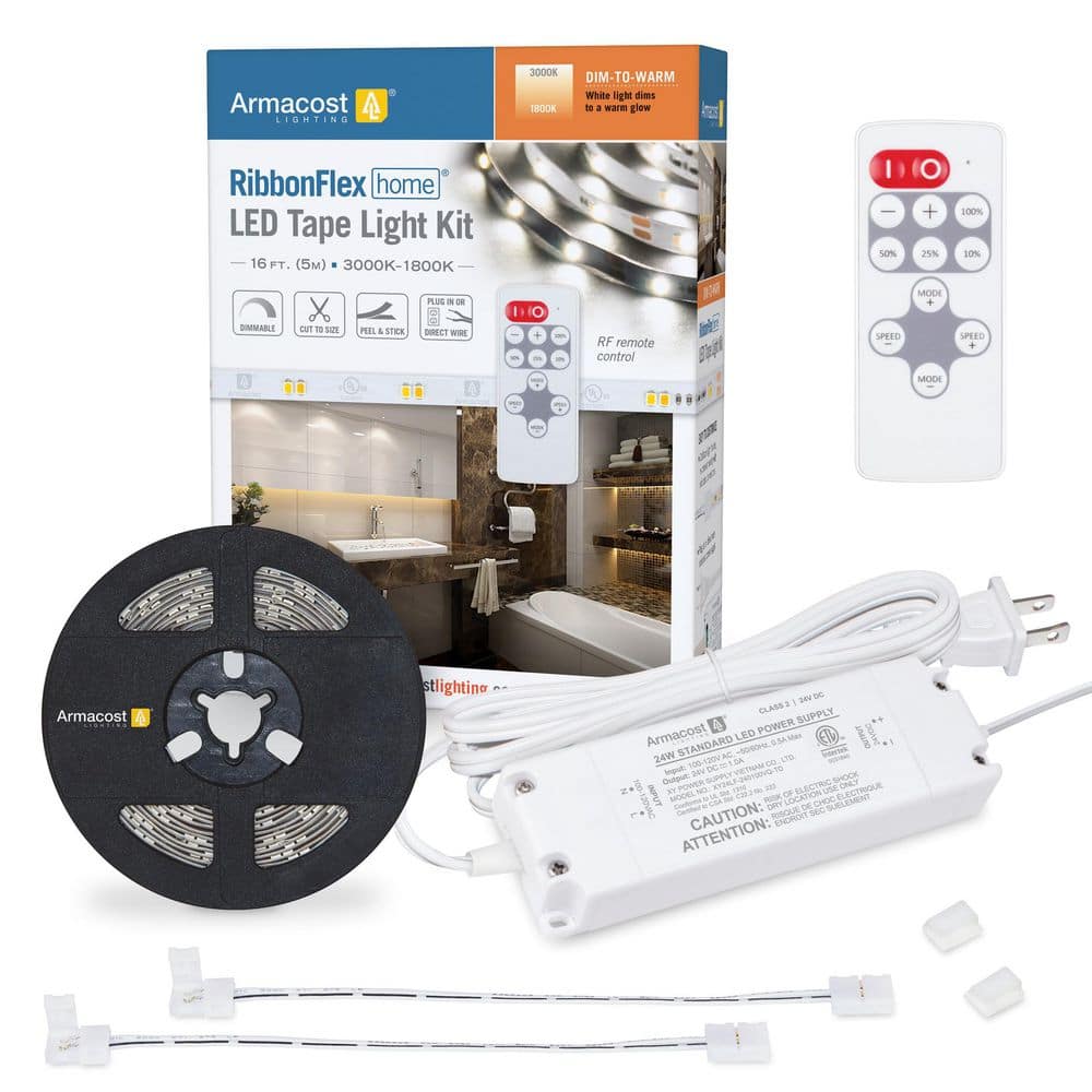 RibbonFlex Home 16 ft. Dim to Warm LED Tape Light Kit with Remote price history on PriceWatchPro
