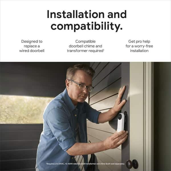 Google Nest Doorbell (Wired, 2nd Gen) - Ash GA03696-US - The Home 