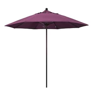 9 ft. Bronze Aluminum Commercial Market Patio Umbrella with Fiberglass Ribs and Push Lift in Iris Sunbrella