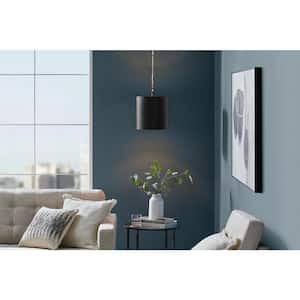 Bandeau 1-Light Matte Black Finish Shaded Pendant Light with Aged Brass Inside Metal Shade