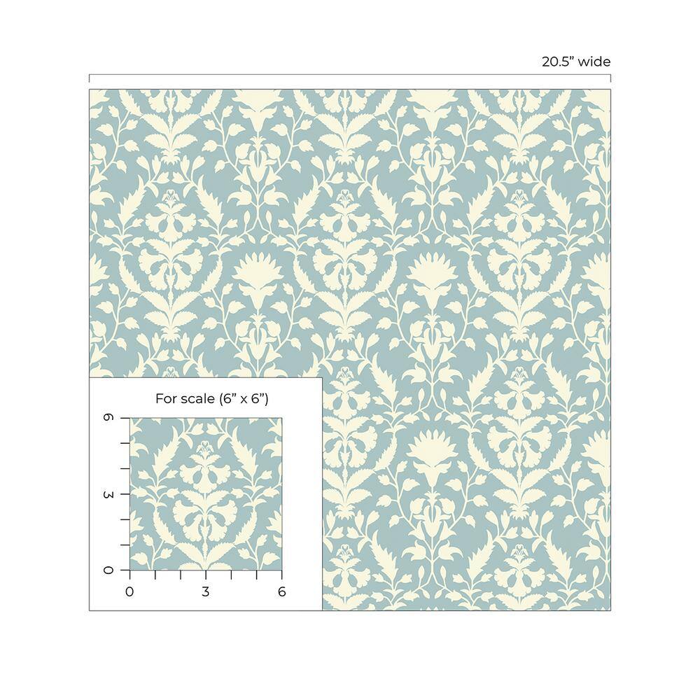Chambray Blue Floral Self-Adhesive Vinyl Wallpaper Roll