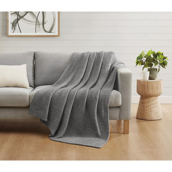 Artisan Cozy Knit Throw, Ultra Soft Machine Washable, 60”x70”, Grey