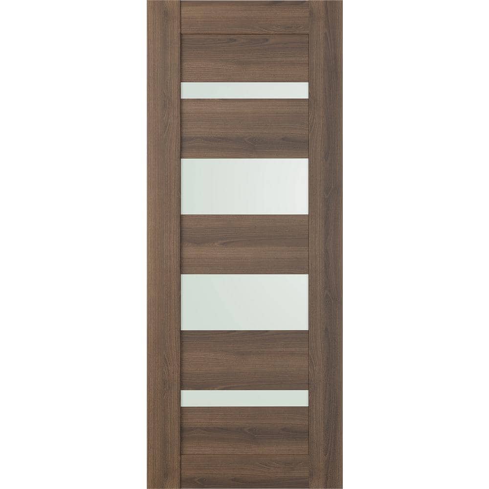 Vona 07-01 28 in. x 96 in. No Bore 5-Lite Frosted Glass Pecan Nutwood Composite Wood Interior Door Slab price history on PriceWatchPro