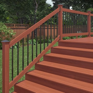 6 ft. Redwood-Tone Southern Yellow Pine Stair Rail Kit with Aluminum Square Balusters