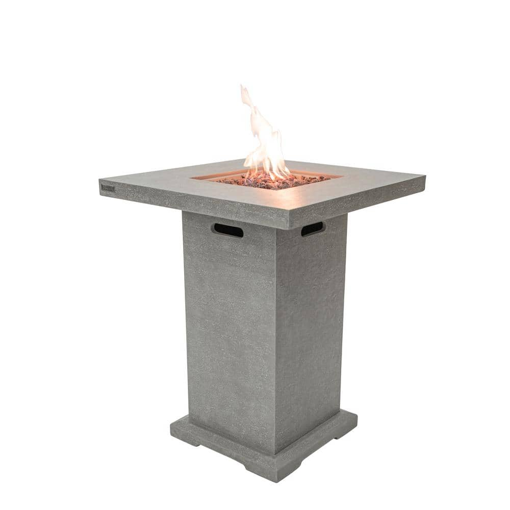 Montreal 34 in. L x 42 in. H Square Concrete Propane Fire Pit Table in Light Gray -  Elementi, OFG221LG-LP