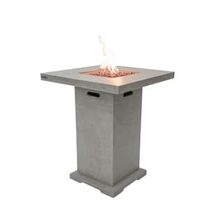 Montreal 34 in. L x 42 in. H Square Concrete Propane Fire Pit Table in Light Gray