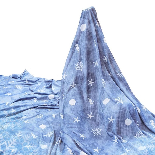 Lightweight Double-Sided Cooling Blanket for Hot Sleepers, 50"x70" Blue Nylon